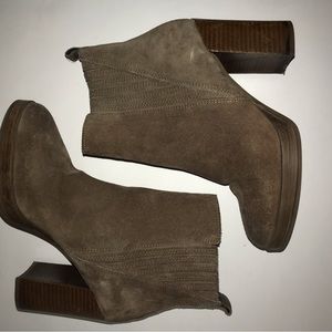 Aldo Suede Brown Round Toe Ankle Boot with Heel